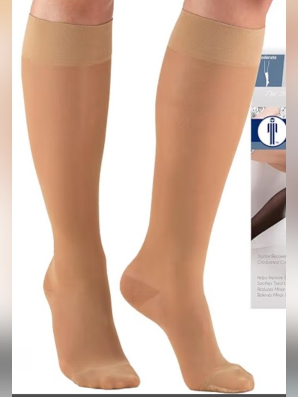 Womens compression knee high's, 20-30mmHg,beige, sz L  brand- Truform U.S.A.